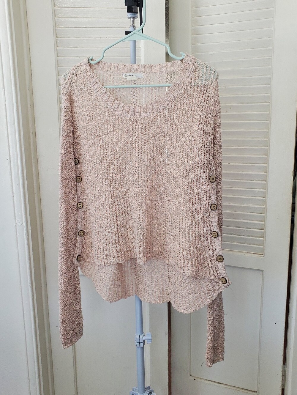 Debut Cream Lenker Knit Pullover Sheer Jumper Sweater Size L